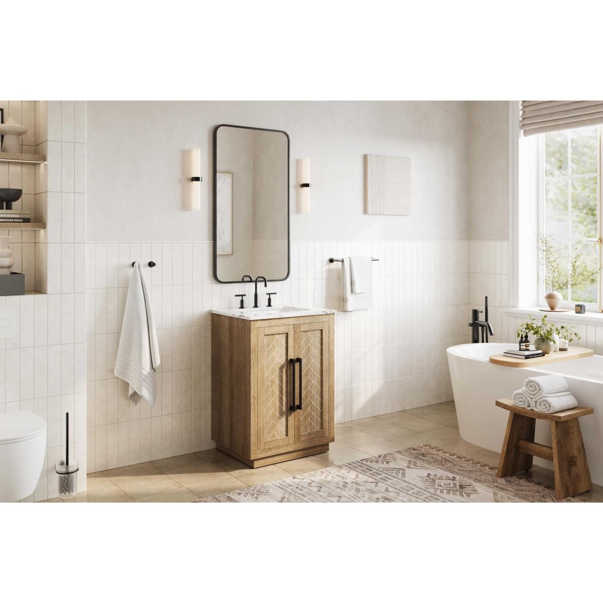 Elegant Lighting VF29024LO Chase 24 X 34 inch Linen Oak Bathroom Vanity Cabinet