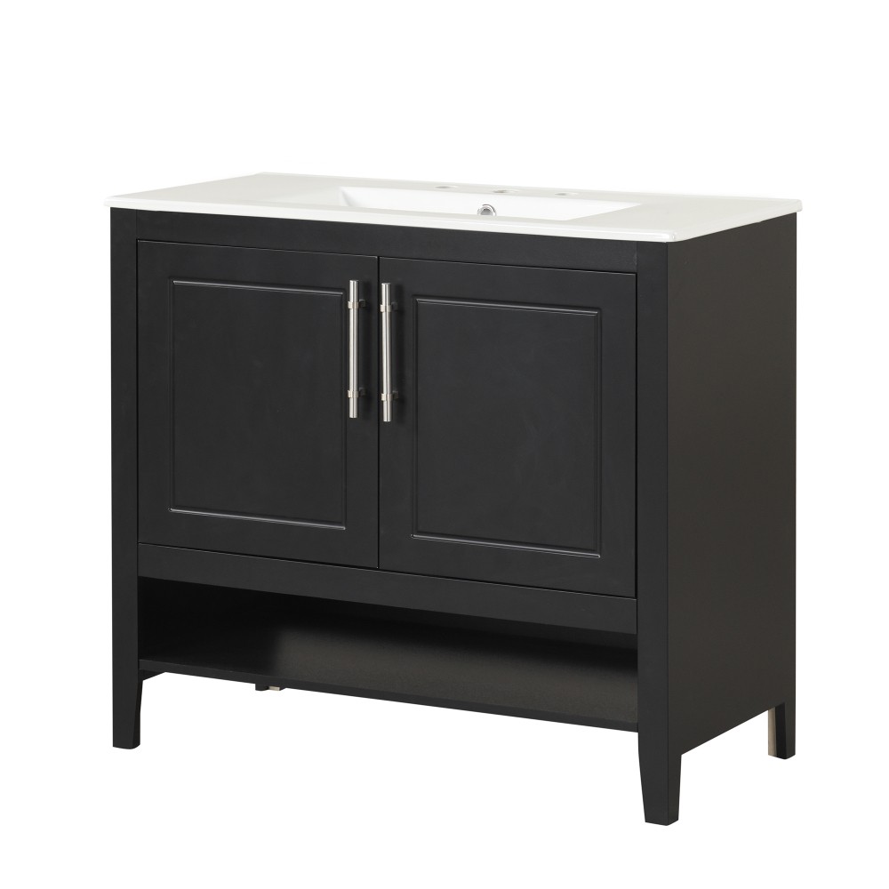 36 Inch Bathroom Vanity with Ceramic Sink Freestanding Bathroom Storage Cabinet