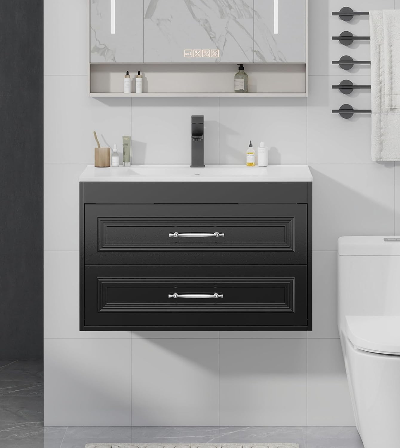 YOURLITE 30″ Floating Bathroom Vanity with Sink Combo, Painted Surface Wall Moun