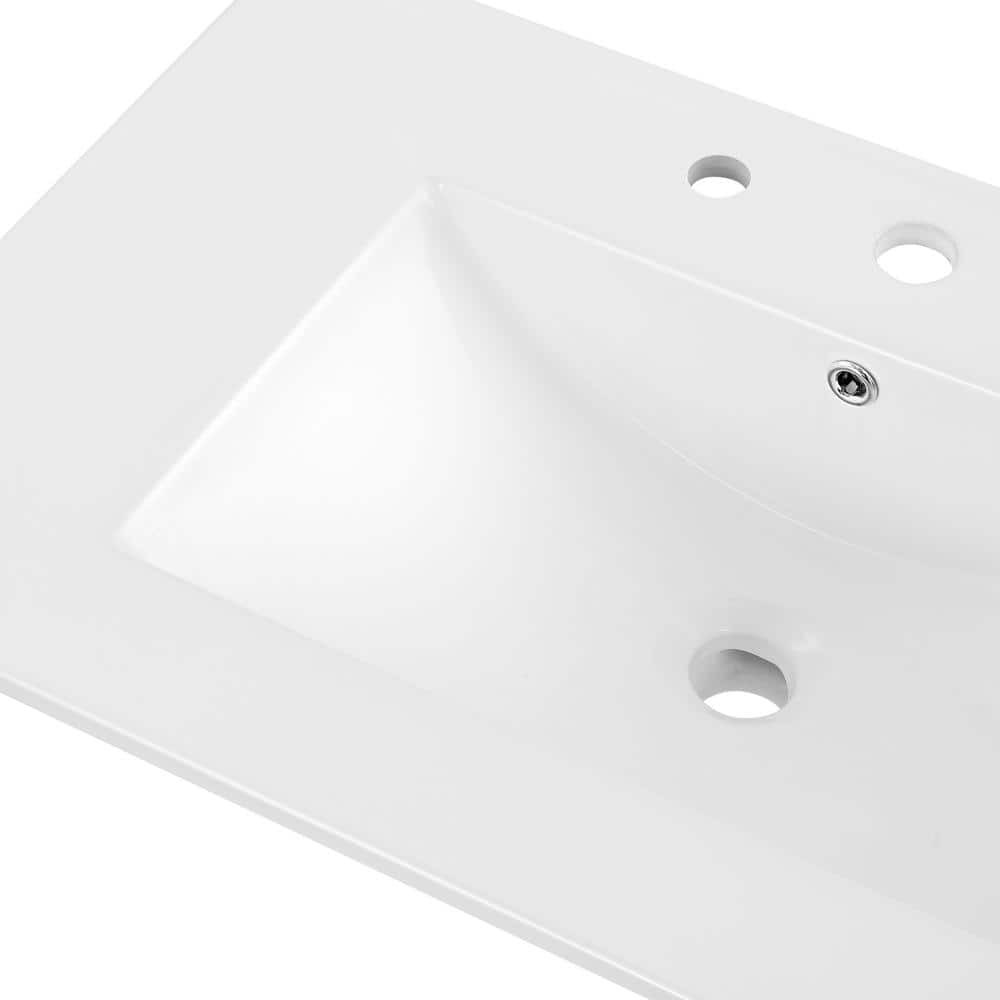 JONATHAN Y 30″ W x 18.25″ D Classic Rectangular Ceramic Sink Vanity Top White