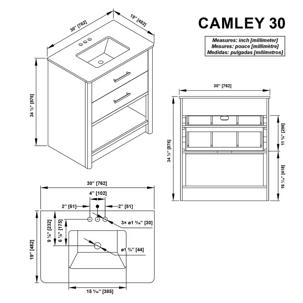 Camley 30 In. Single Sink Freestanding Sandstorm Bath Vanity with White Engineer