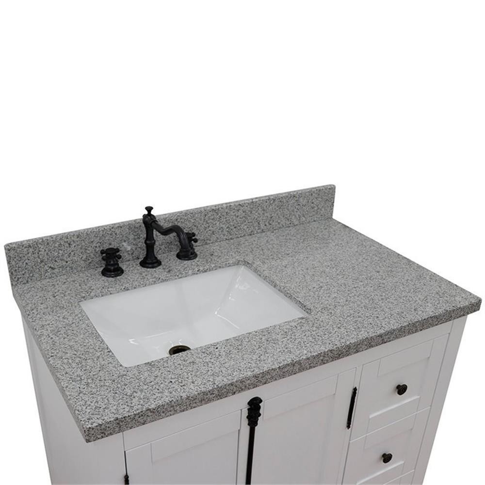 Plantation 37″ Solid Wood Vanity with Left Rectangle Sink in Ash/Gray