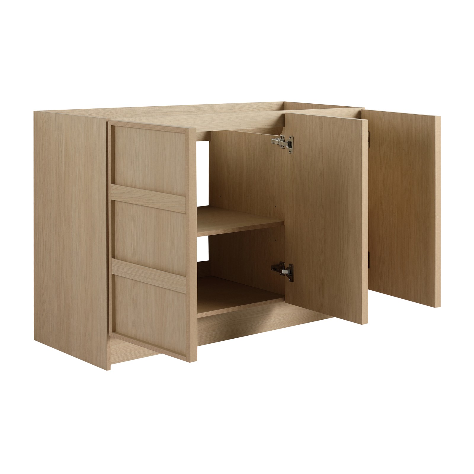 48 Inch Plywood Freestanding Bathroom Vanity Cabinet W/ 3 Doors Without Sink