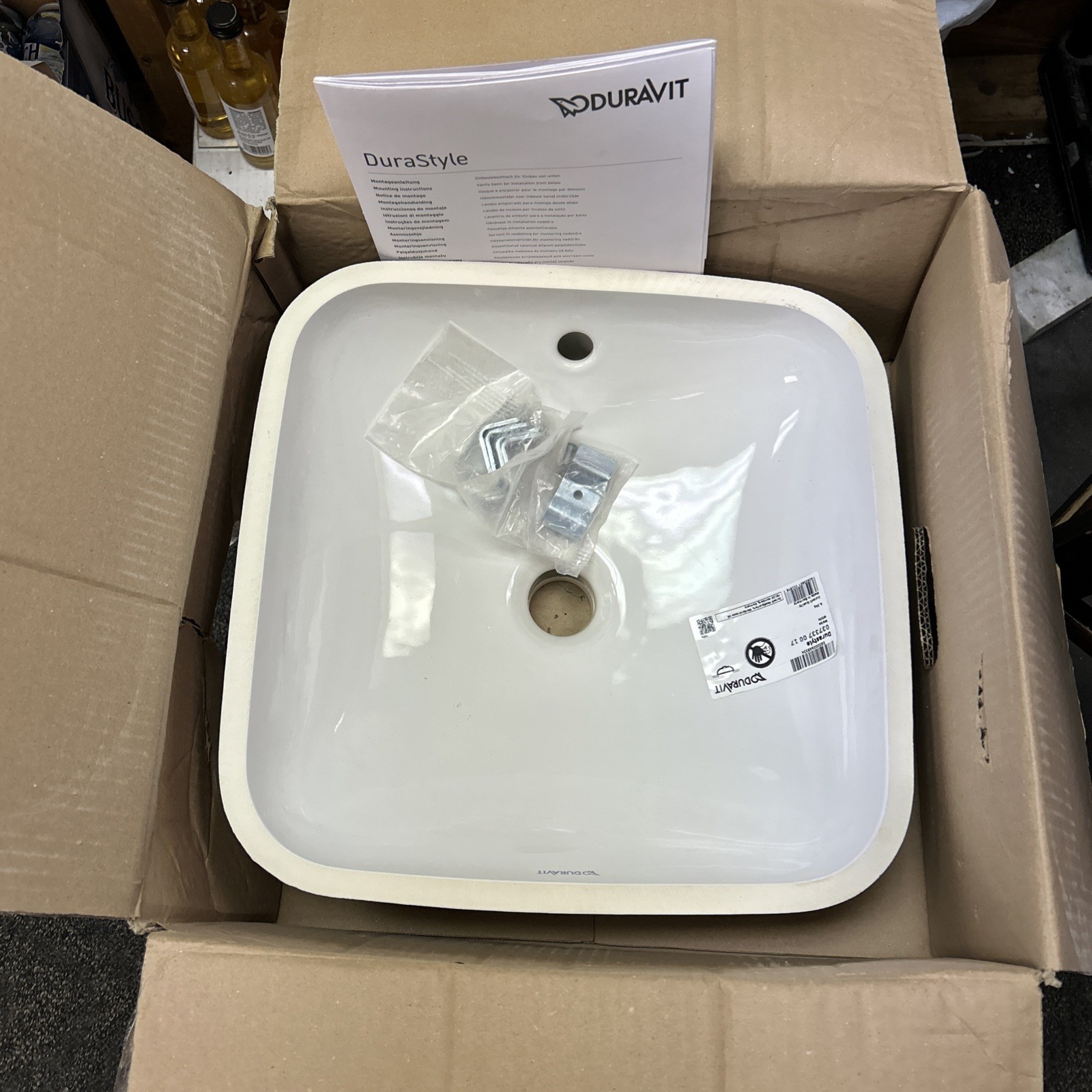 Duravit DuraStyle 15-3/4″ Square Ceramic Undermount Bathroom Sink with Overflow
