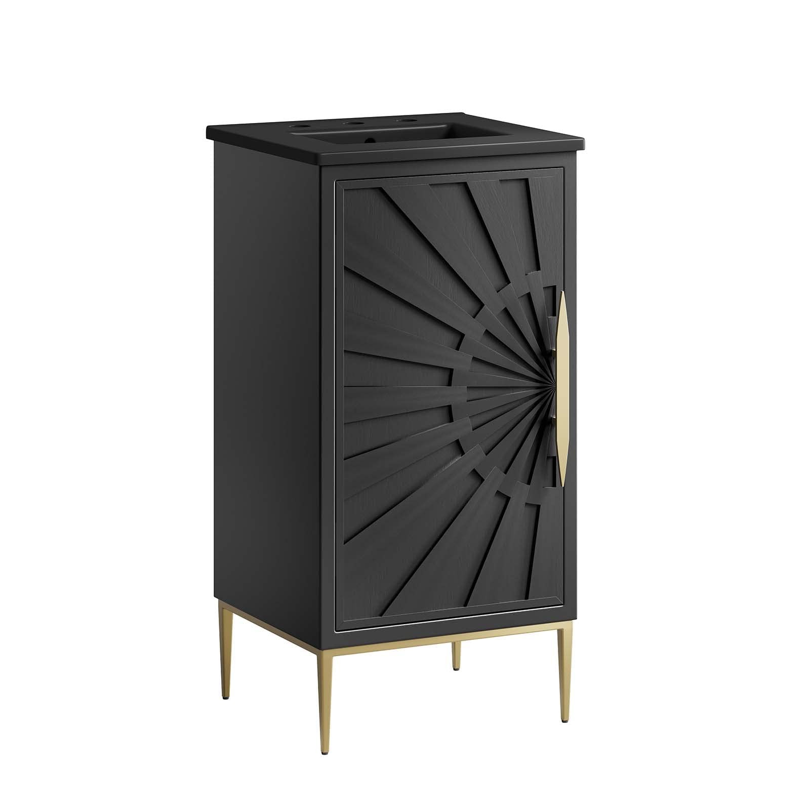 Modway Awaken 18″ Solid Wood and MDF Bathroom Vanity in Black