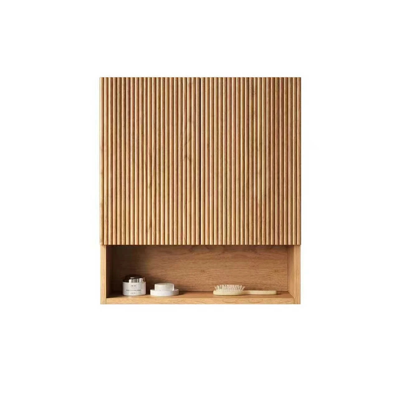TOBI 26″ Wall-Mounted Striped Bathroom Cabinet, with Doors, Brown
