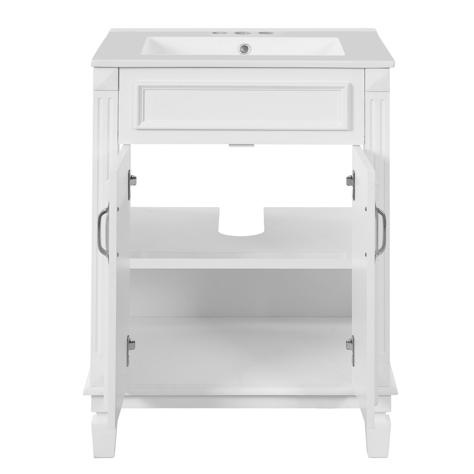 24 inch White Modern Bathroom Vanity with Sink, 2 Soft-Close Doors
