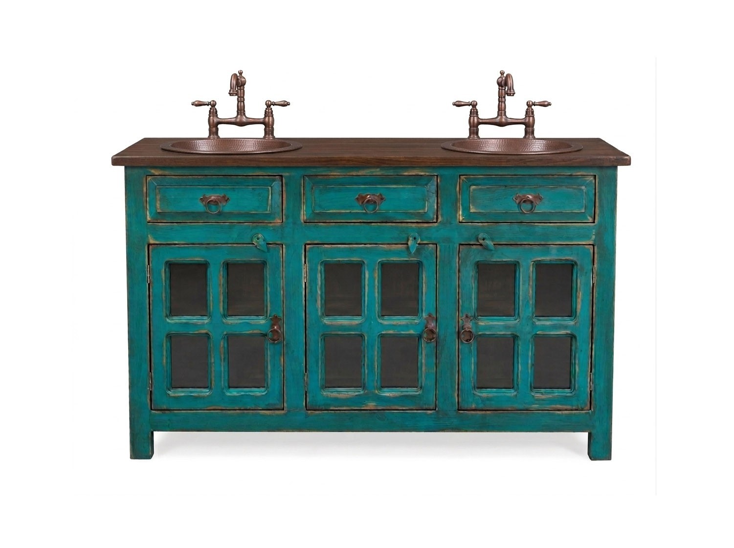 Abbot Rustic Turquoise Bathroom Vanity