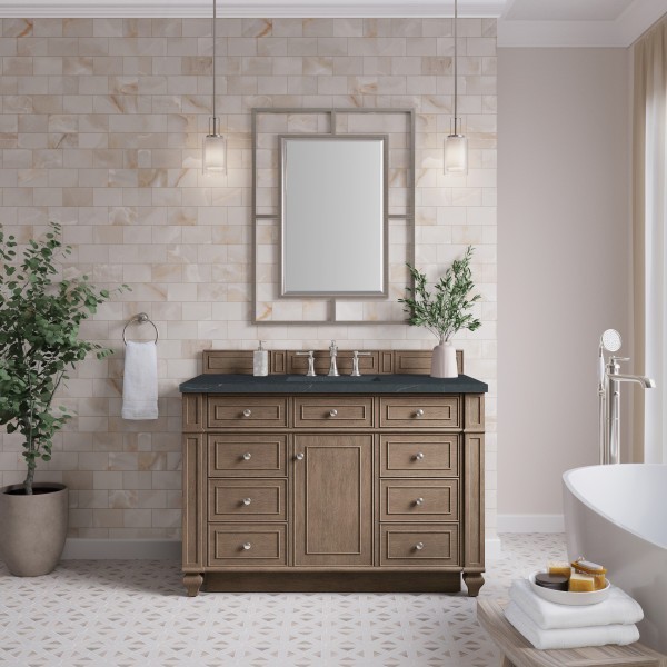48″ James Martin Bristol 157-V48-WW-3CSP Vanity Cabinet Charcoal Soapstone Top