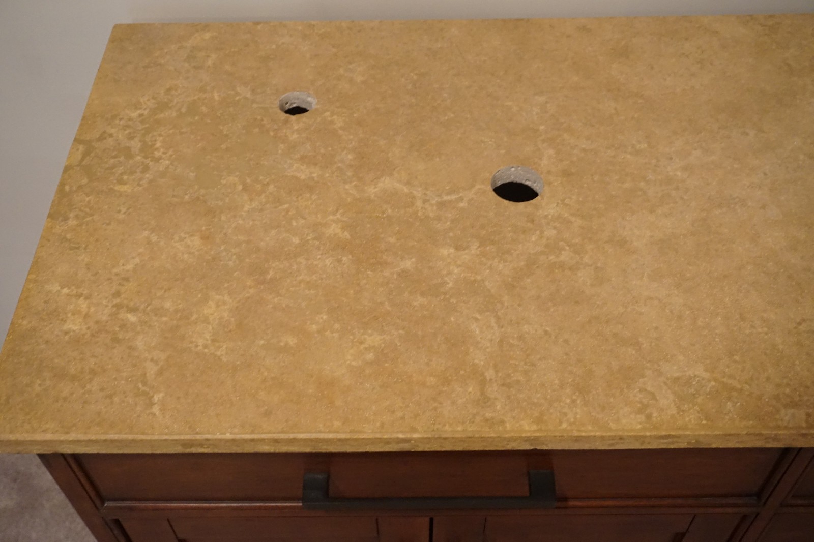 Signature Hardware Travertine Vessel Double Sink Vanity Top – 73 in. x 22 in.