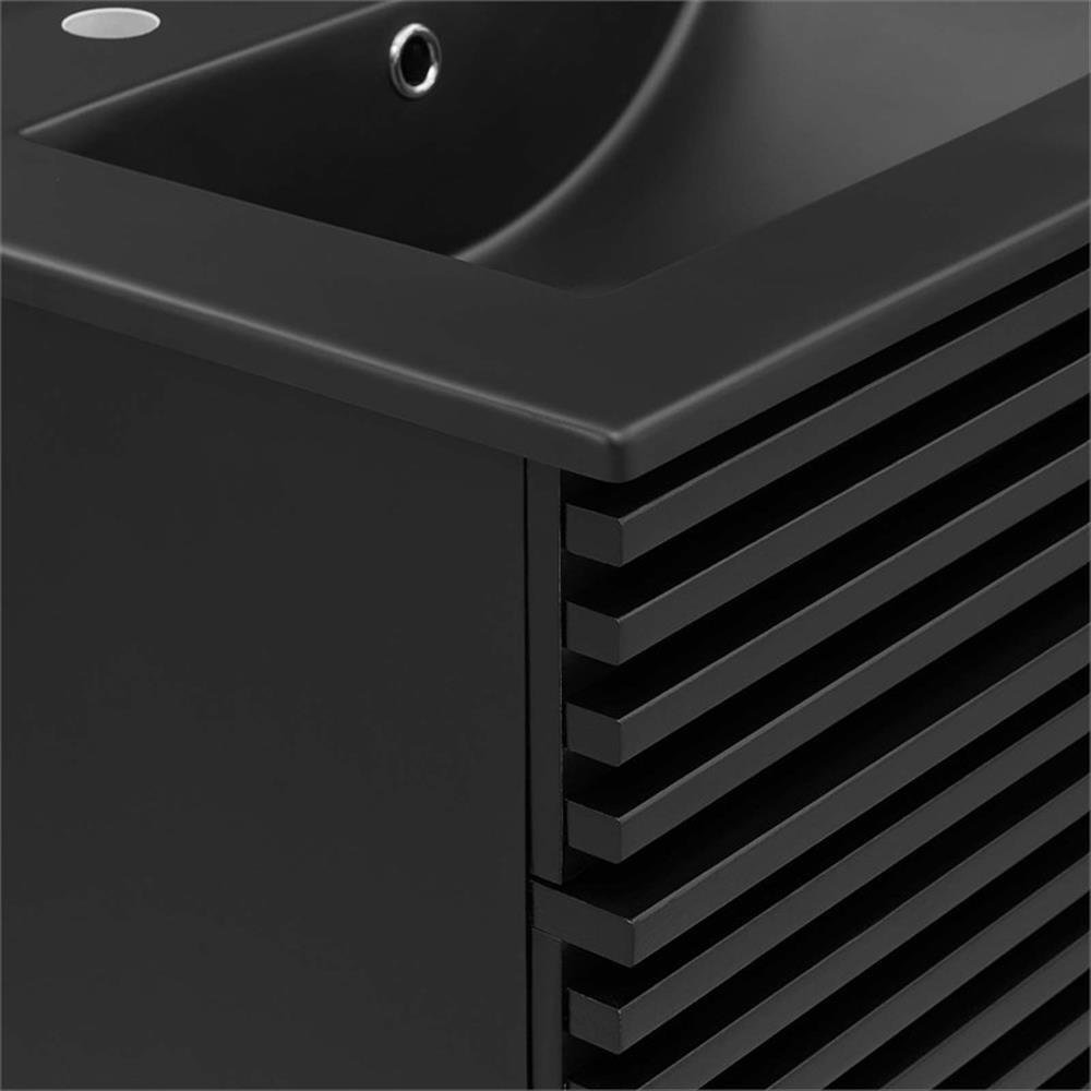 Modway Render Mid-Century Modern Wood Bathroom Vanity in Black