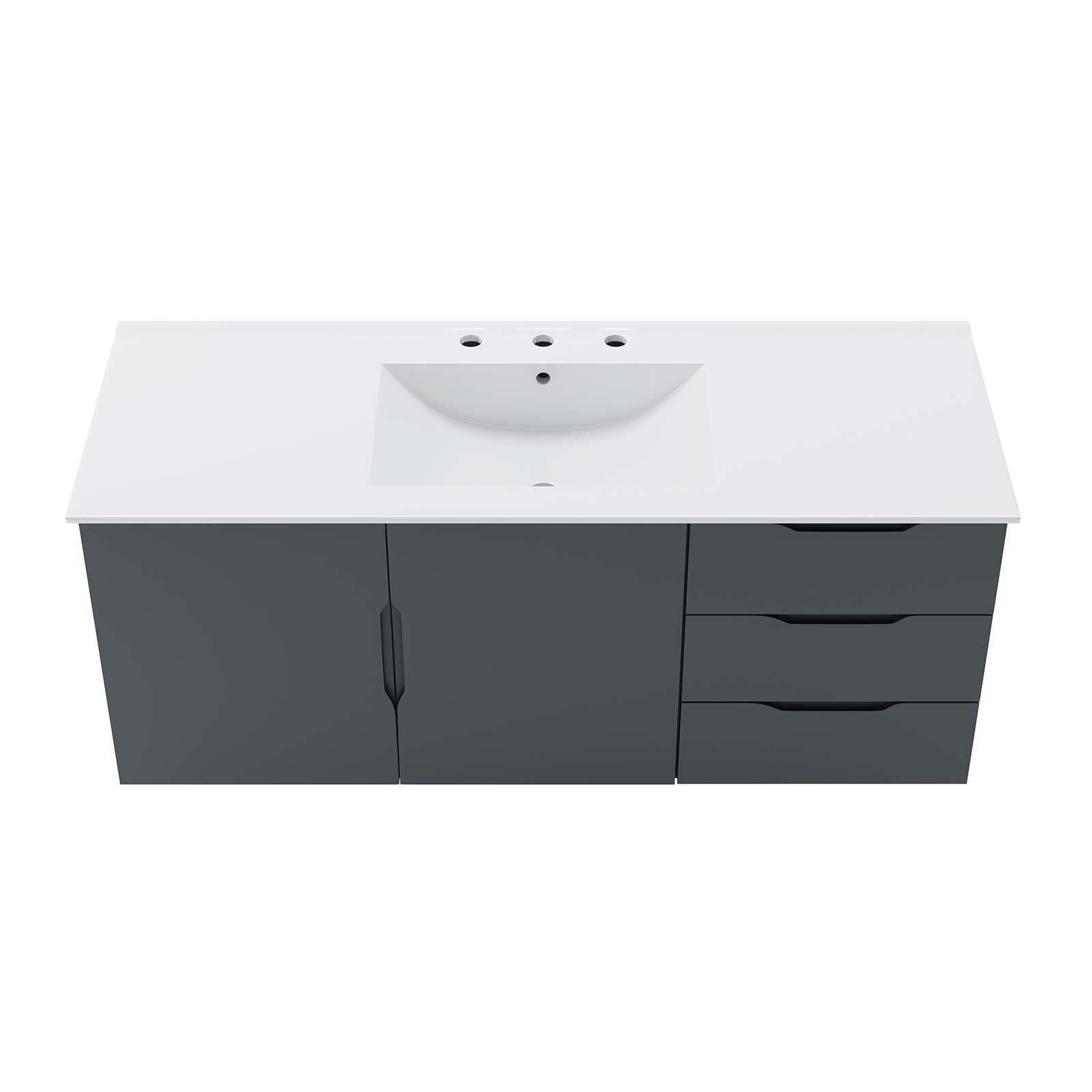 Modway Vitality 48″ Single Sink Wall-Mount Bathroom Vanity in Gray White