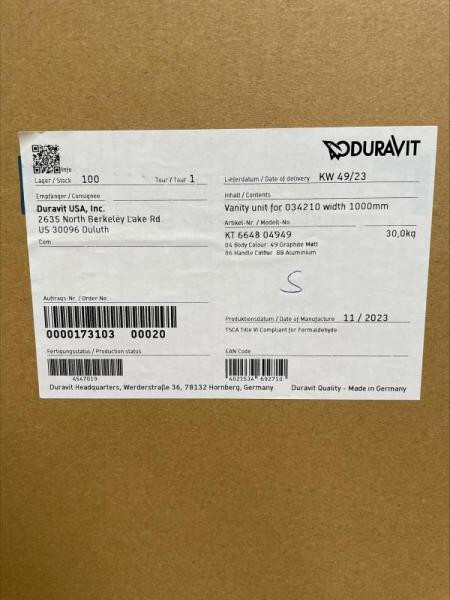 Duravit Ketho Vanity Unit – Wall-Mounted, Graphite Matt
