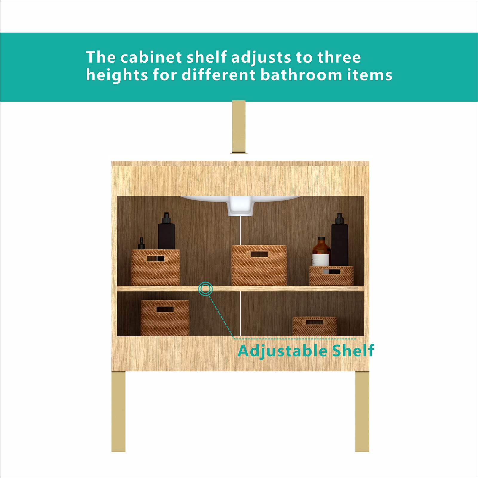 Light Oak 30″ Modern Bathroom Vanity with Ceramic Sink & Storage