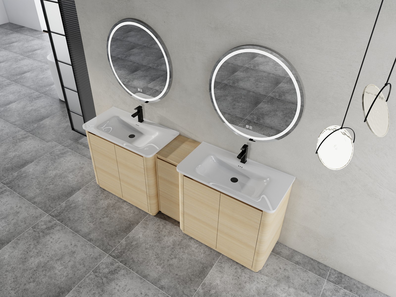 2X40“ Plywood Freestanding Bathroom Vanity W/ Ceramic Sink +Storage Cabinet Oak