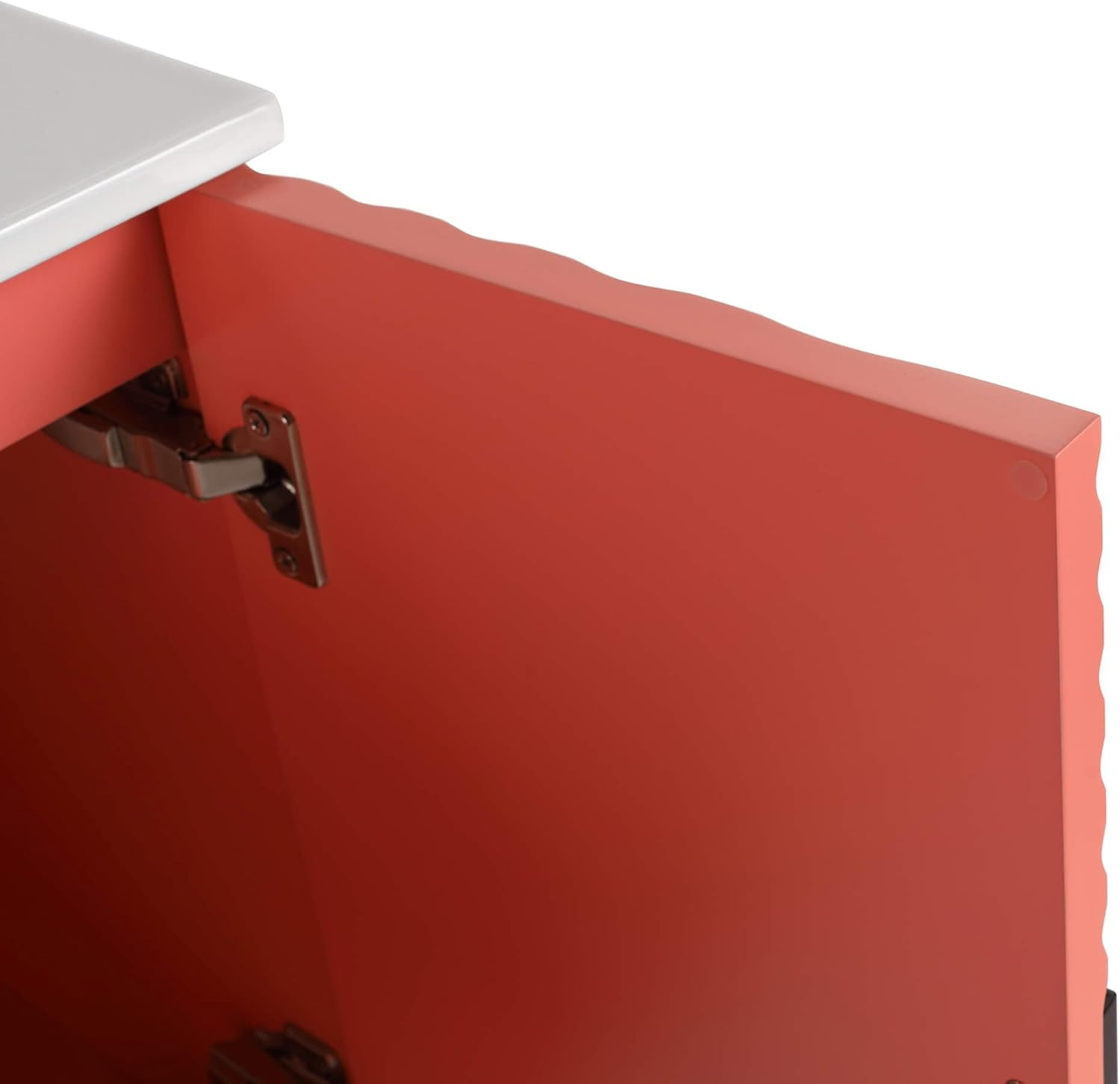 Coral Pink 24″ Floating Bathroom Vanity with Sink & Stylish Fluted Doors