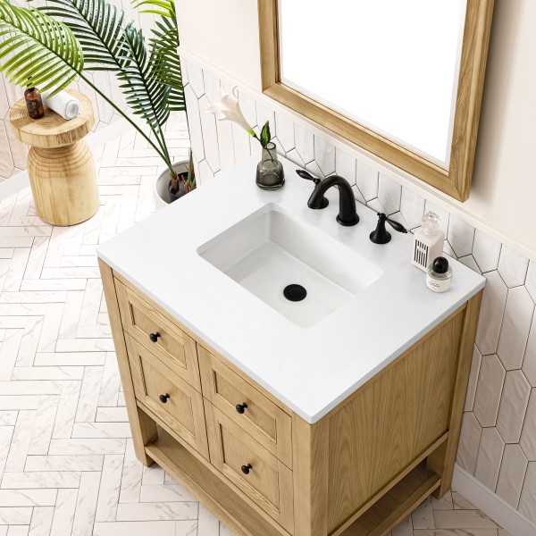 30″ James Martin Breckenridge 330-V30-LNO-3WZ Vanity Cabinet White Zeus Top