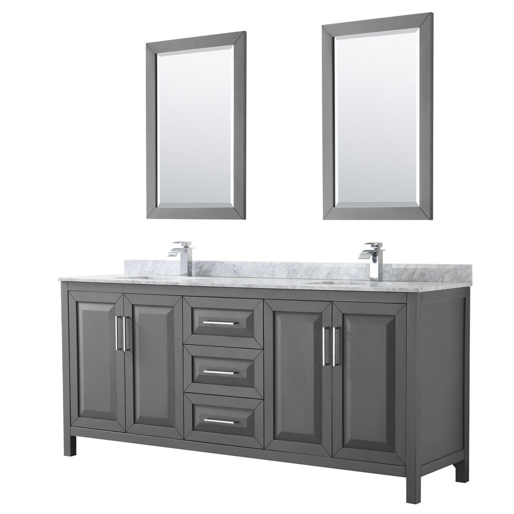 Wyndham Collection WCV252580DUNSM24 Daria 80″ – Dark Gray / White Carrara Marble