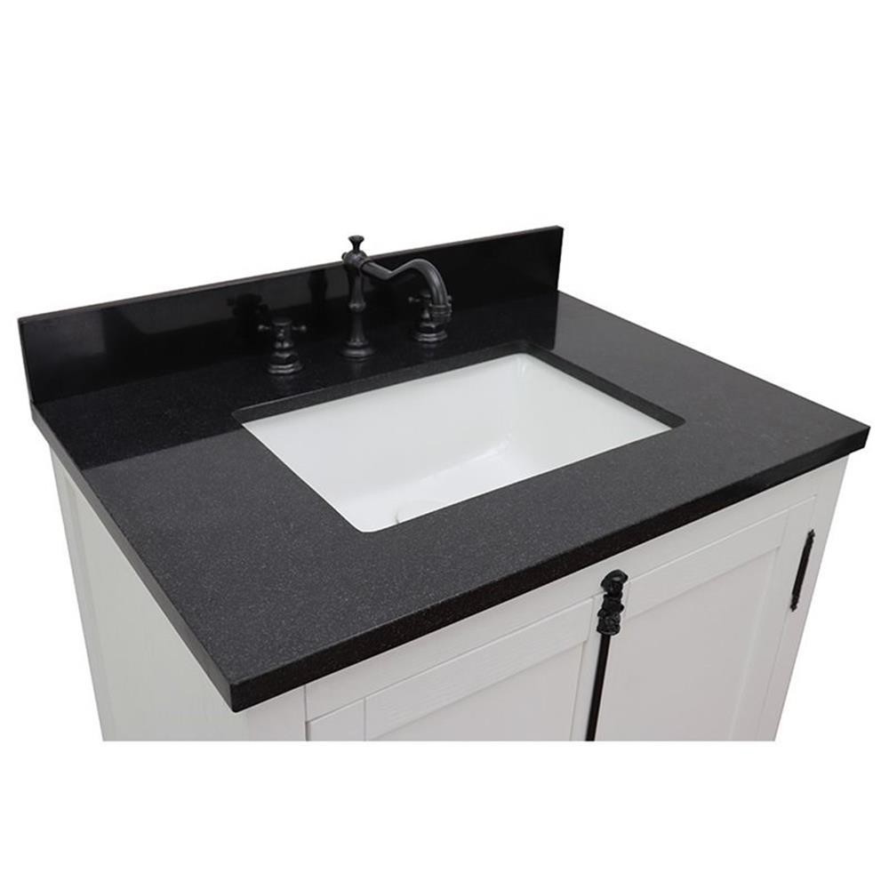 Plantation 31″ Solid Wood Rectangle Sink Vanity in Glacier Ash/Black Galaxy