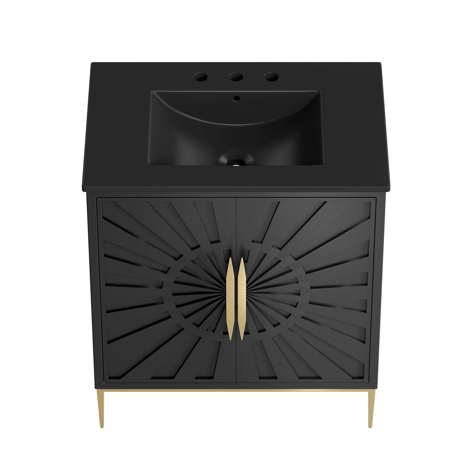 Modway Awaken 30″ Solid Wood and MDF Bathroom Vanity in Black