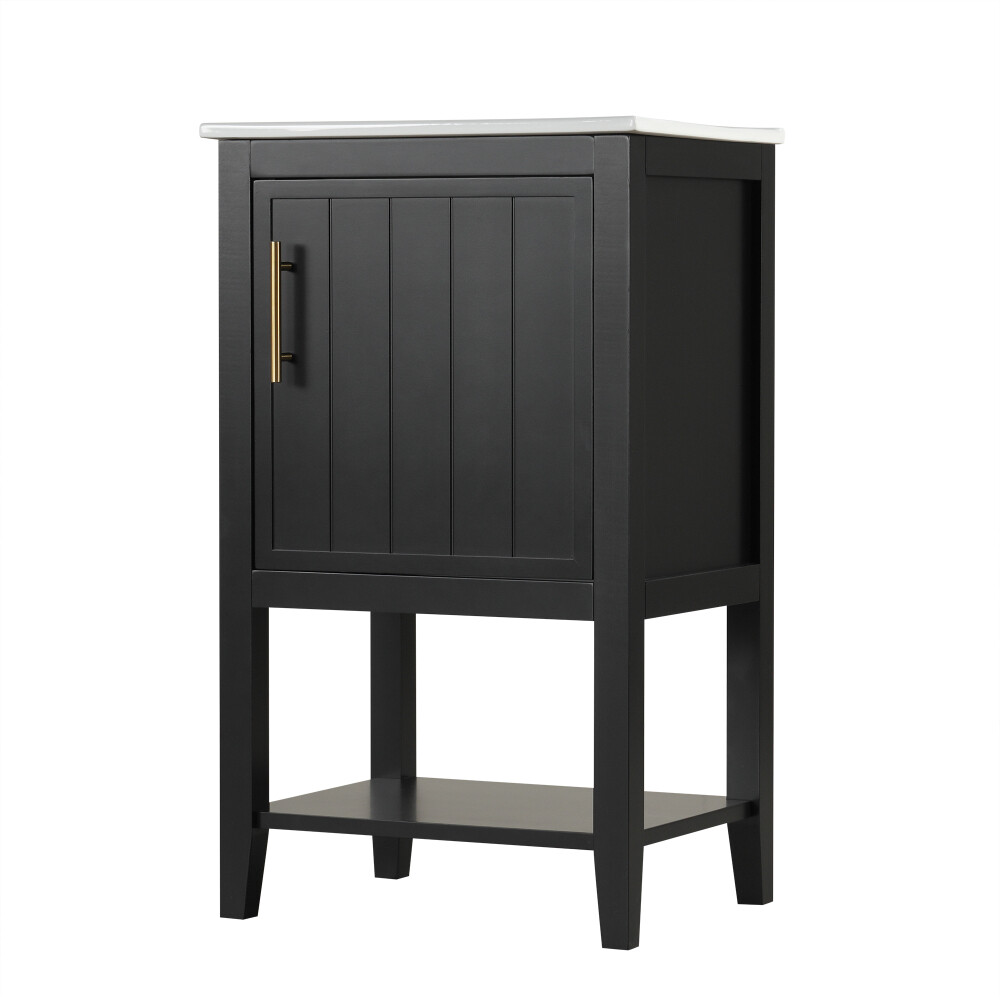 20″ Bathroom Vanity with Sink, Bathroom Cabinet with Storage Rack and Open Shelf