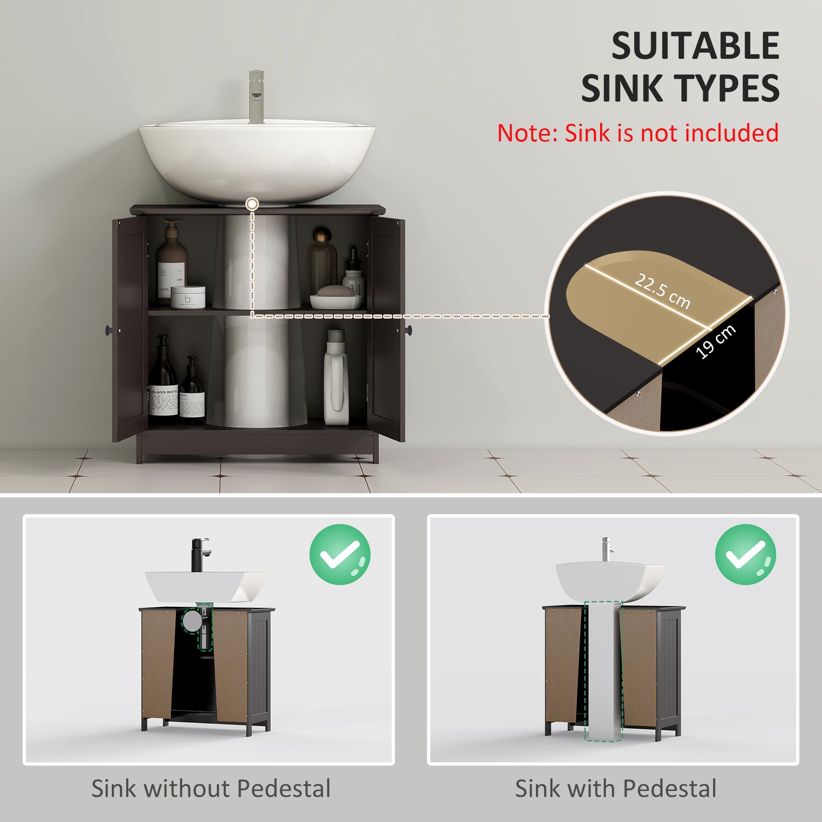 Bathroom Vanity Cabinet Under Sink Bathroom Cabinet with 2 Door Adjustable Shelf