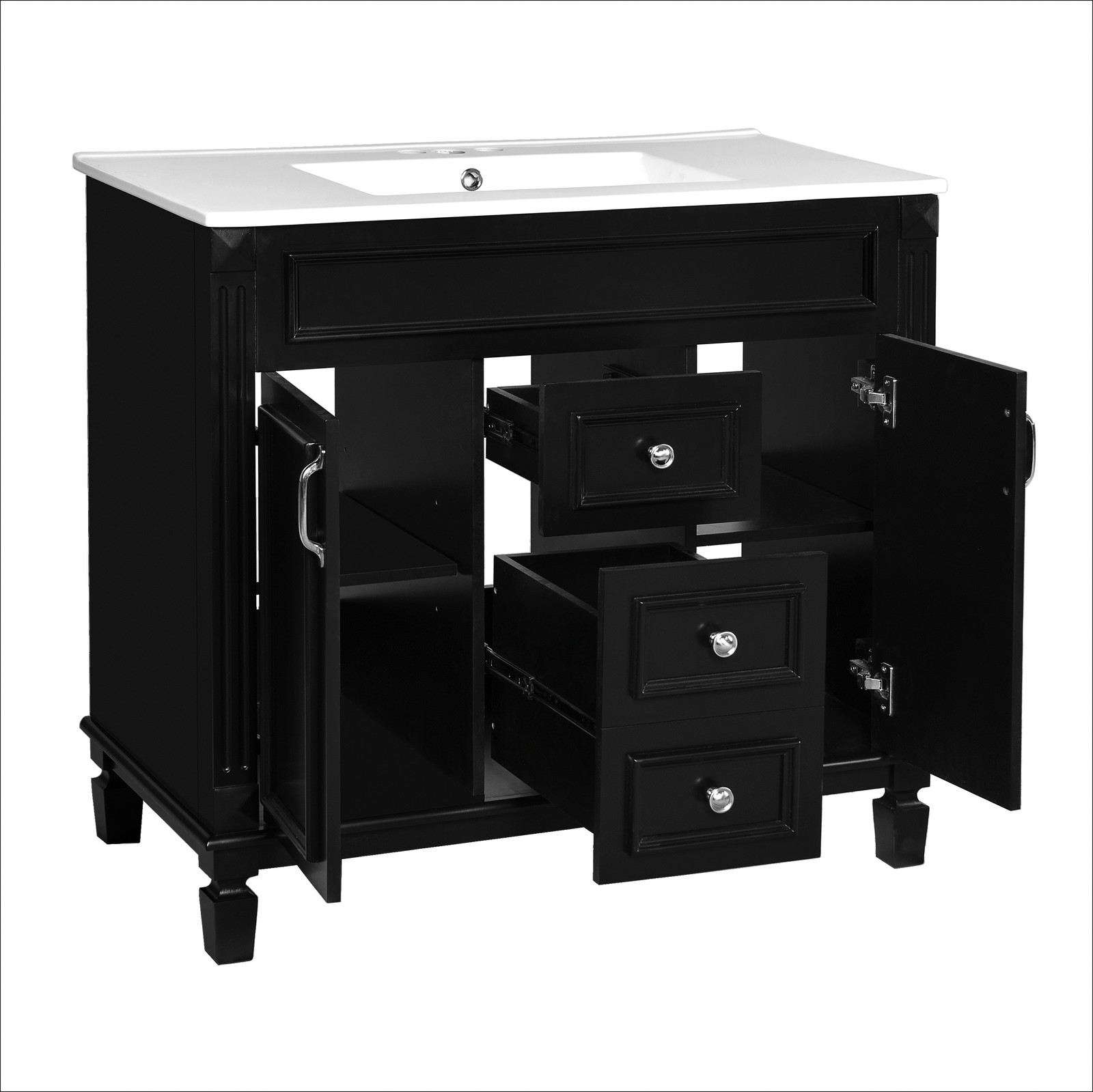 Single sink bathroom dressing table,2 soft-closed doors and 2 drawers
