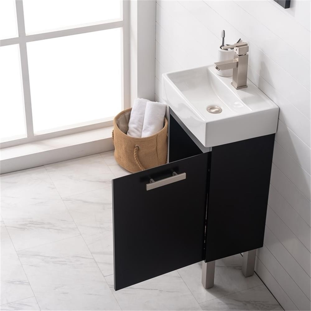 Design Element Stella 16.5″ Wood Single Sink Vanity in Black