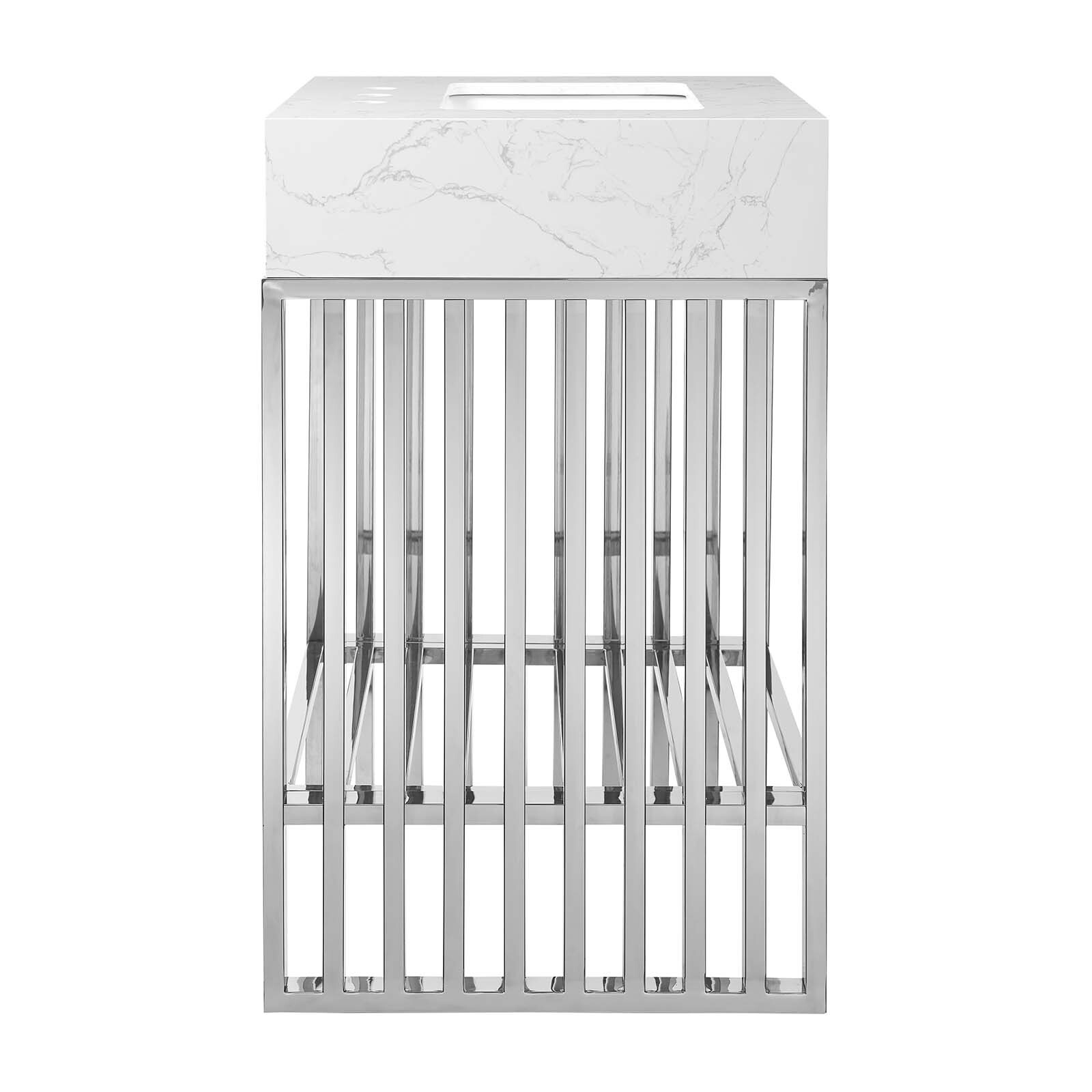 Modway Gridiron 24″ Bathroom Vanity in White Silver