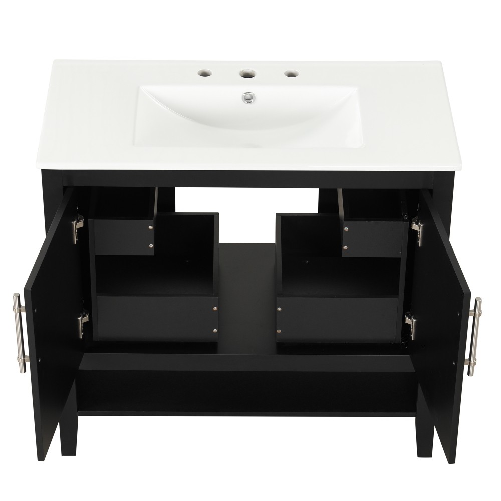 36 Inch Bathroom Vanity with Ceramic Sink Freestanding Bathroom Storage Cabinet