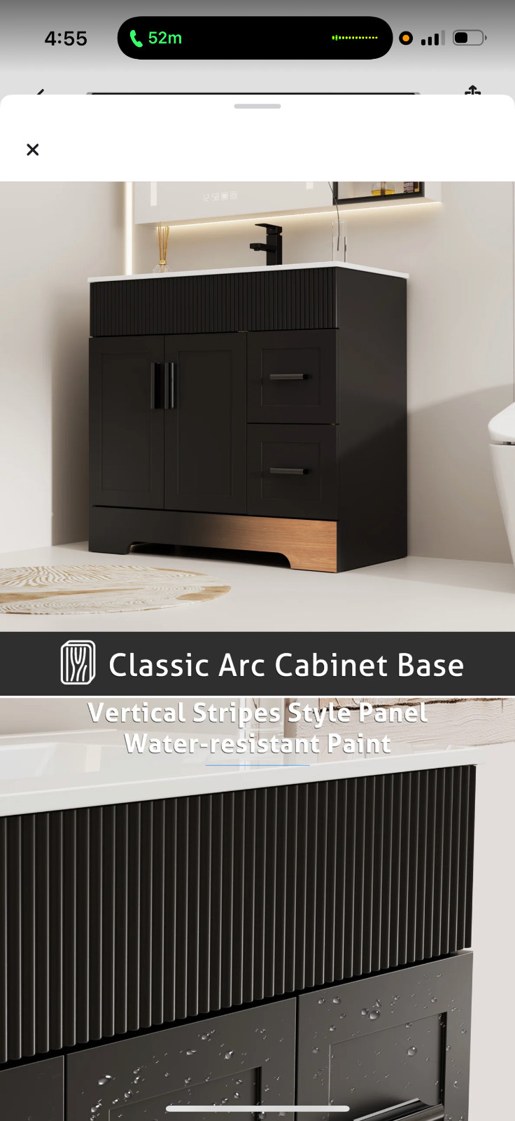Black 36” Single Bathroom vanity cabinet base only