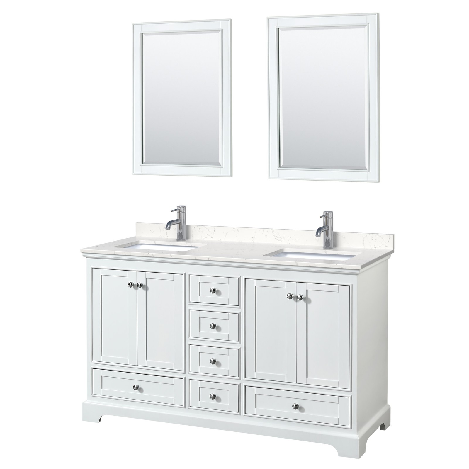 Wyndham Collection WCS202060D-VCA-M24 Deborah 60″ – White / Carrara Cultured