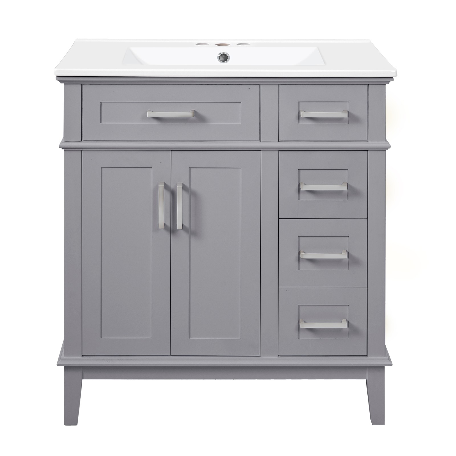 30″ Bathroom Vanity w/Ceramic Sink, Modern Storage Cabinet w/Soft-Close Doors