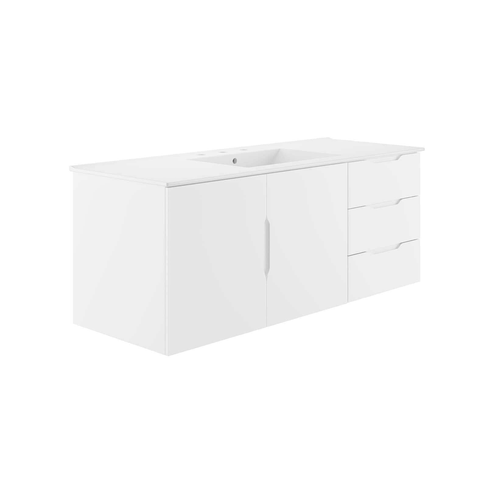 Modway Vitality 48″ Single Sink Wall-Mount Bathroom Vanity in White White