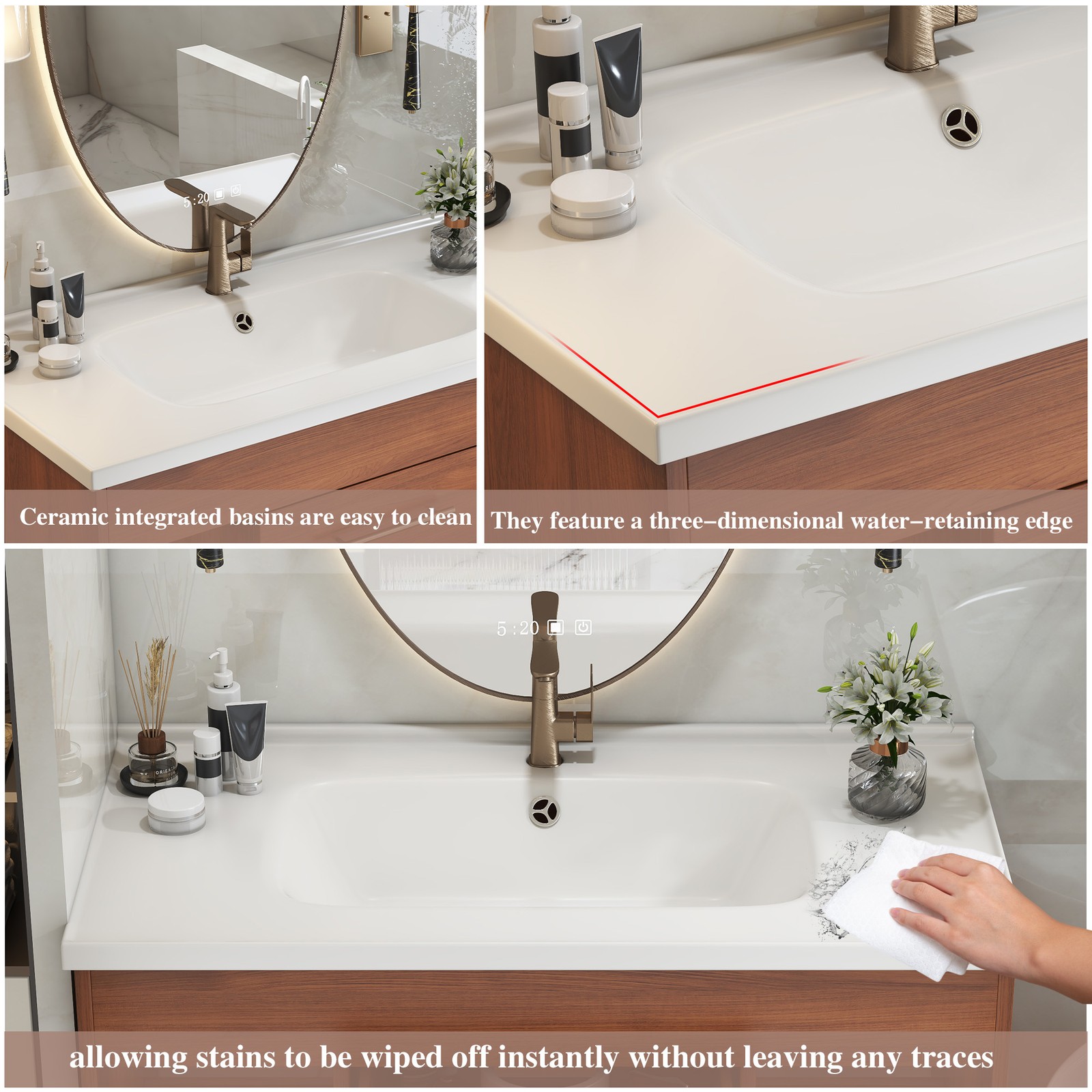 35.4″ Modern Bathroom Vanity w/Ceramic Sink,Storage Cabinet w/Soft-Close Drawers