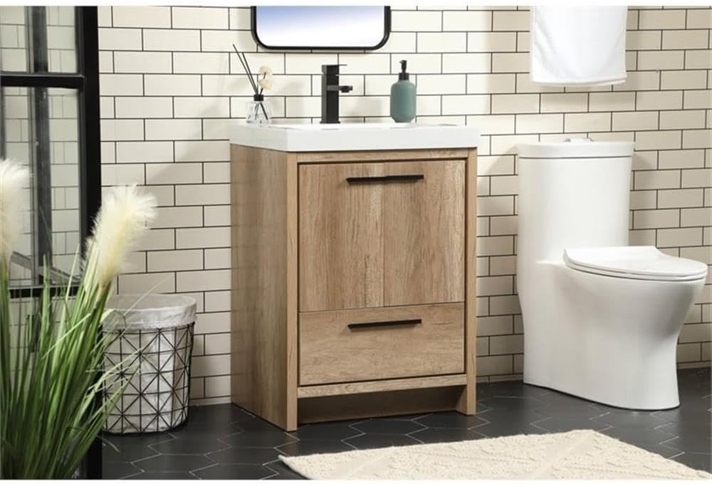 Elegant Decor – VF46024NT – 24 Single Bathroom Vanity in Natural Oak