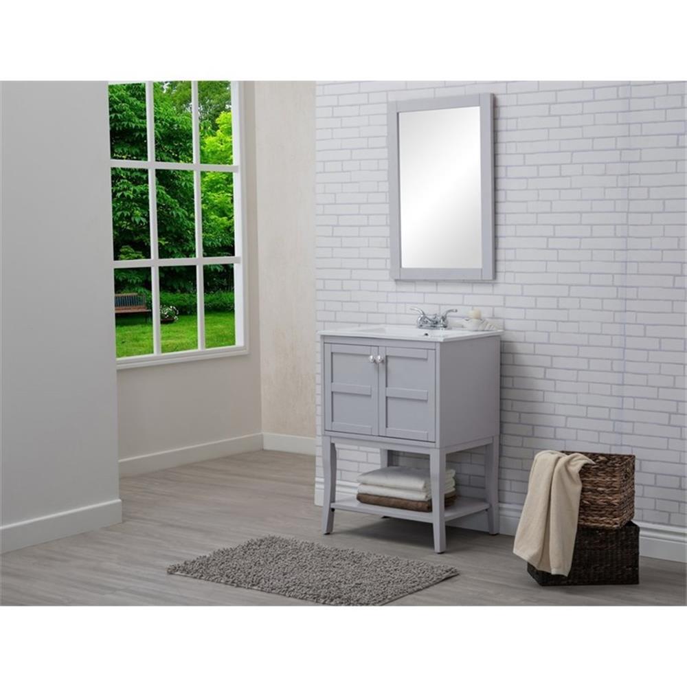 Elegant Decor Mason 24″ Solid Wood Single Bathroom Vanity in Gray