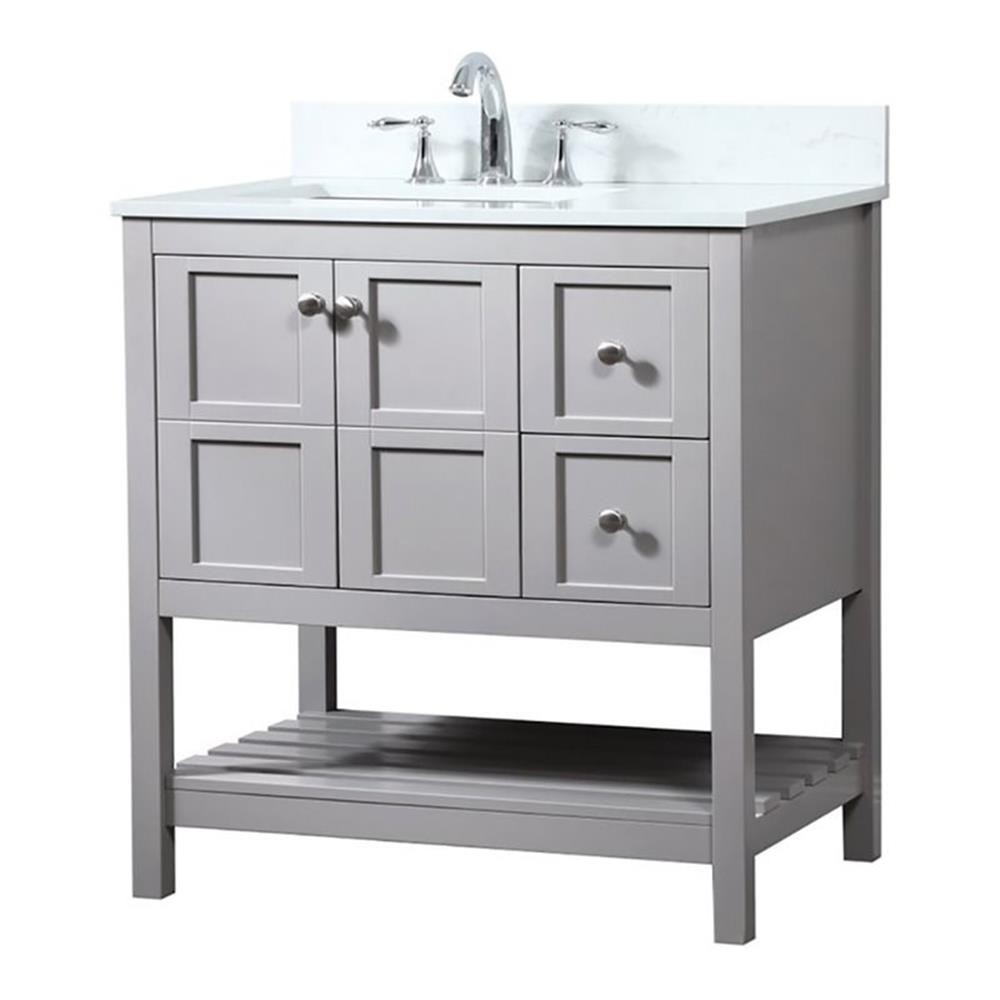 Elegant Decor Theo 32″ MDF Single Bathroom Vanity with Backsplash in Gray