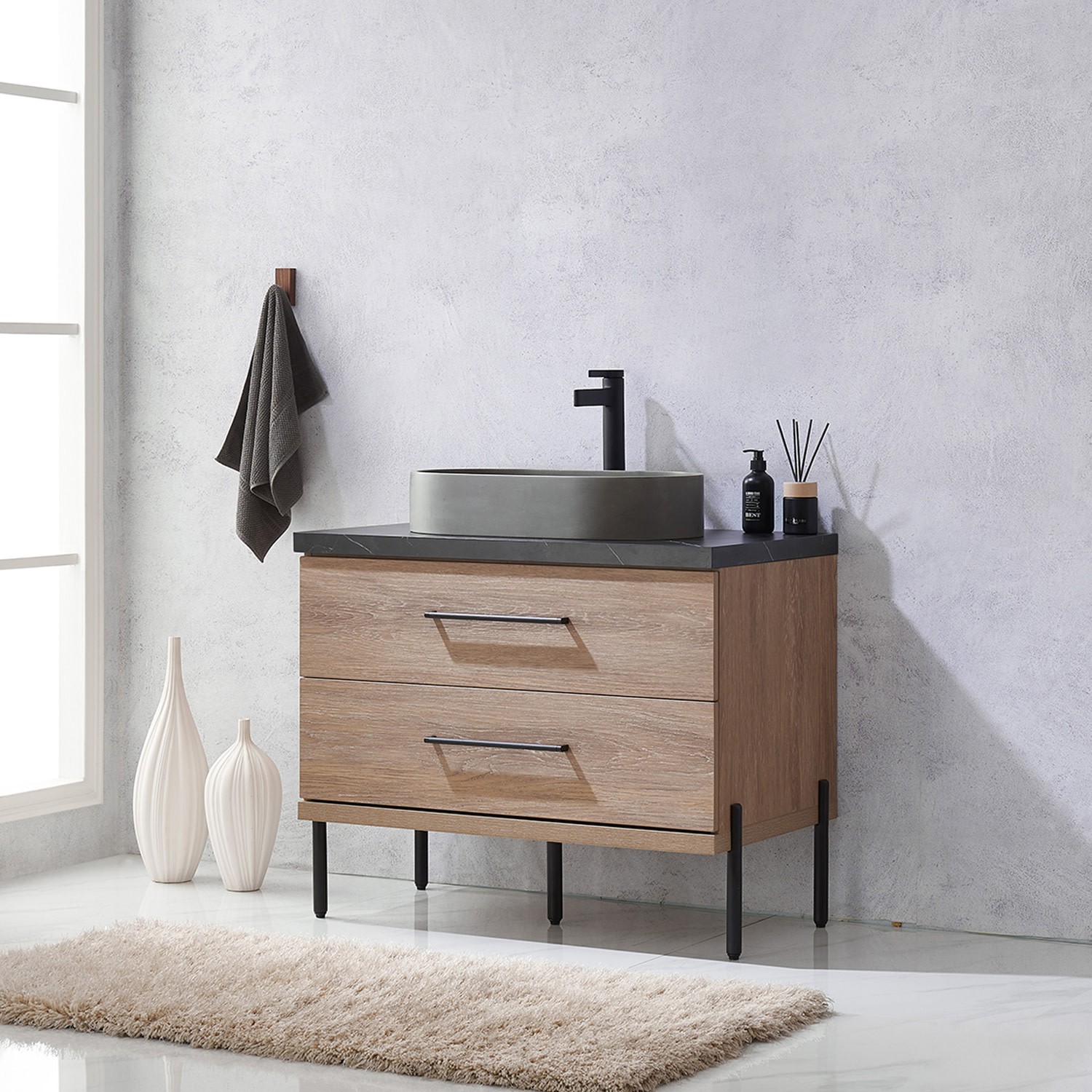 Miseno MV-NM-705136O Trento 36″ – North American Oak / Black