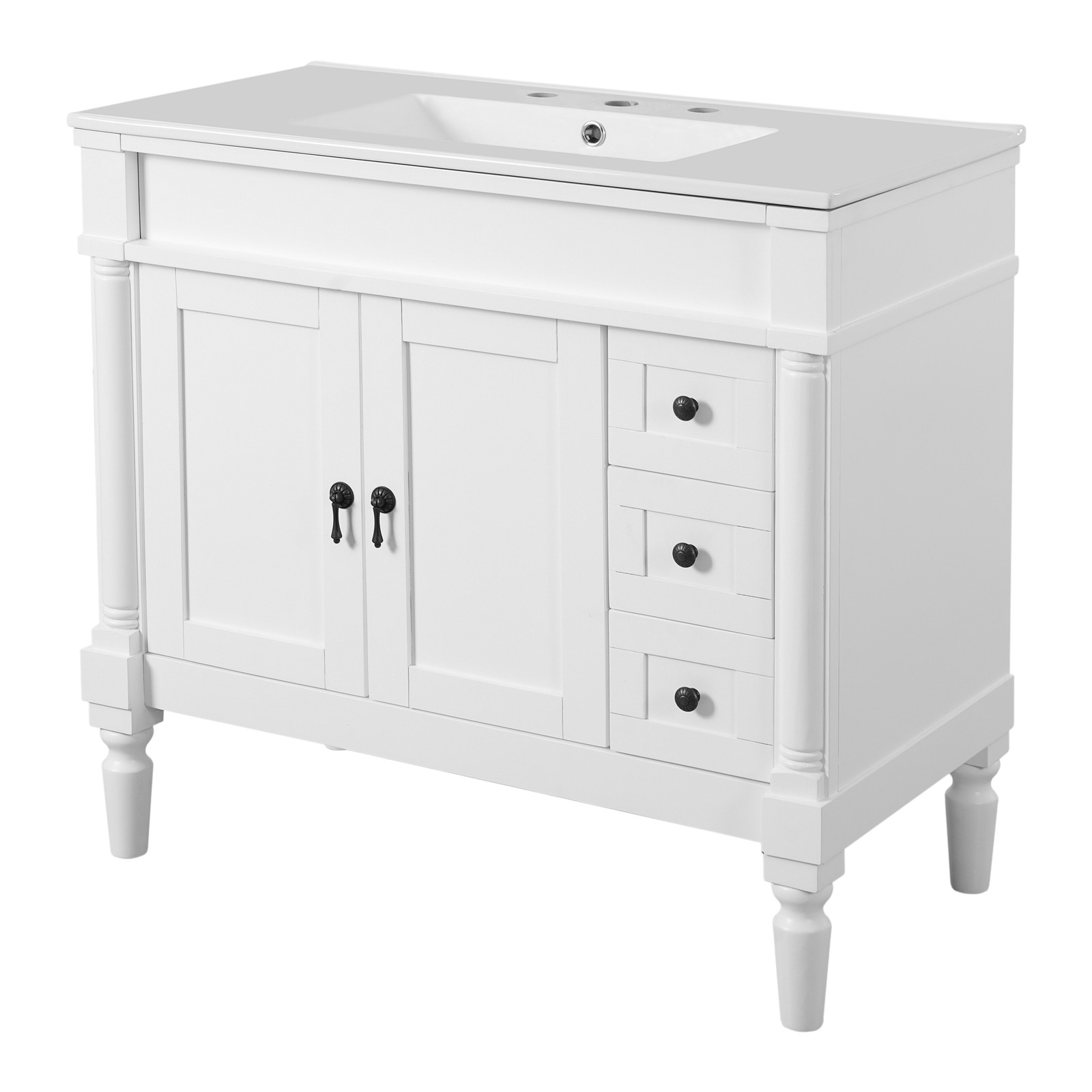 36″ Bathroom Vanity w/Two Soft Close Doors & 3 Drawers Bathroom Storage Cabinet
