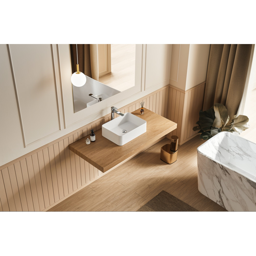 20″ x 14″ Solid Surface Vessel Bathroom Sink Basin in Matte White