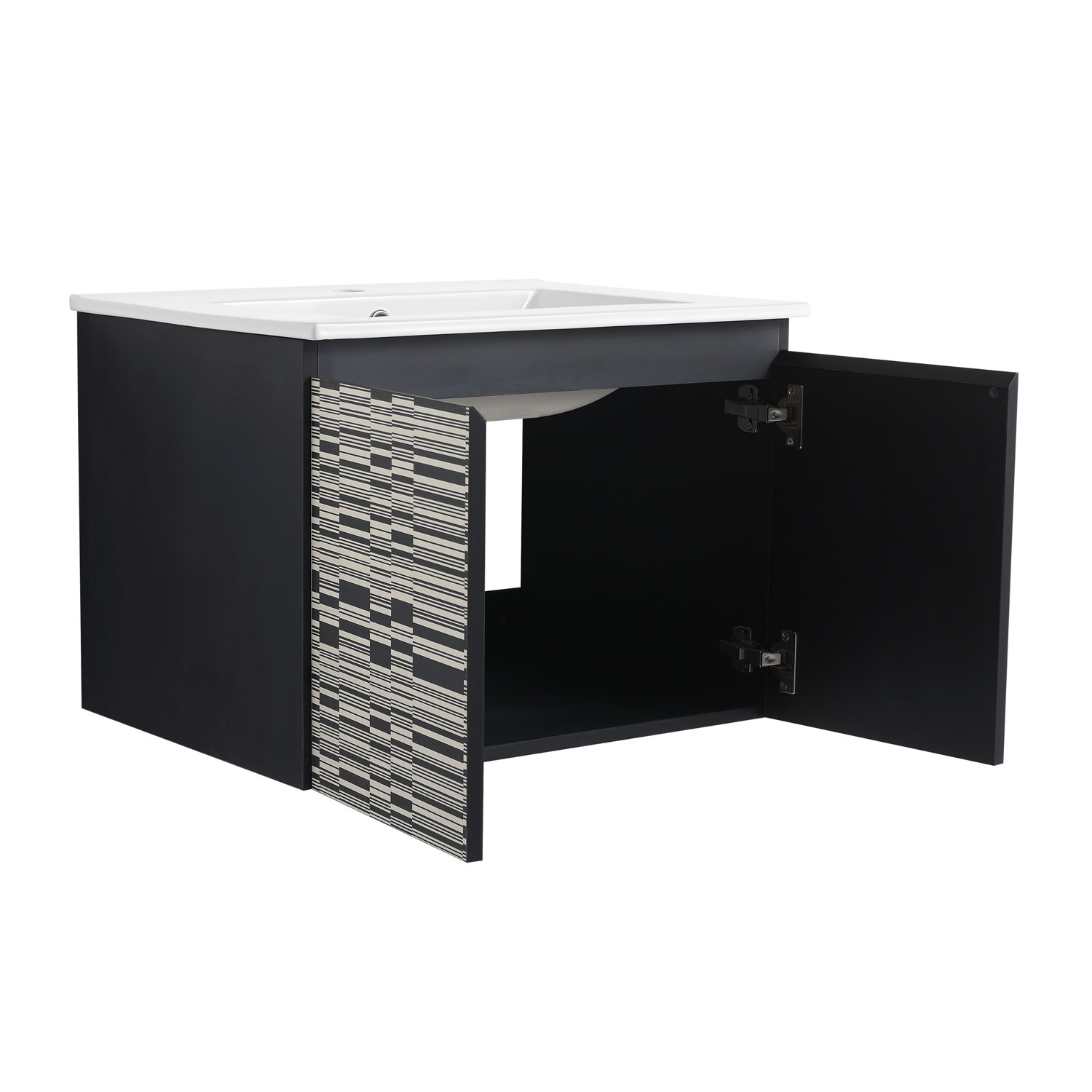 24″ 30″ Wall Mounted Bathroom Vanity with Sink, Floating Vanity Cabinet 2 Doors