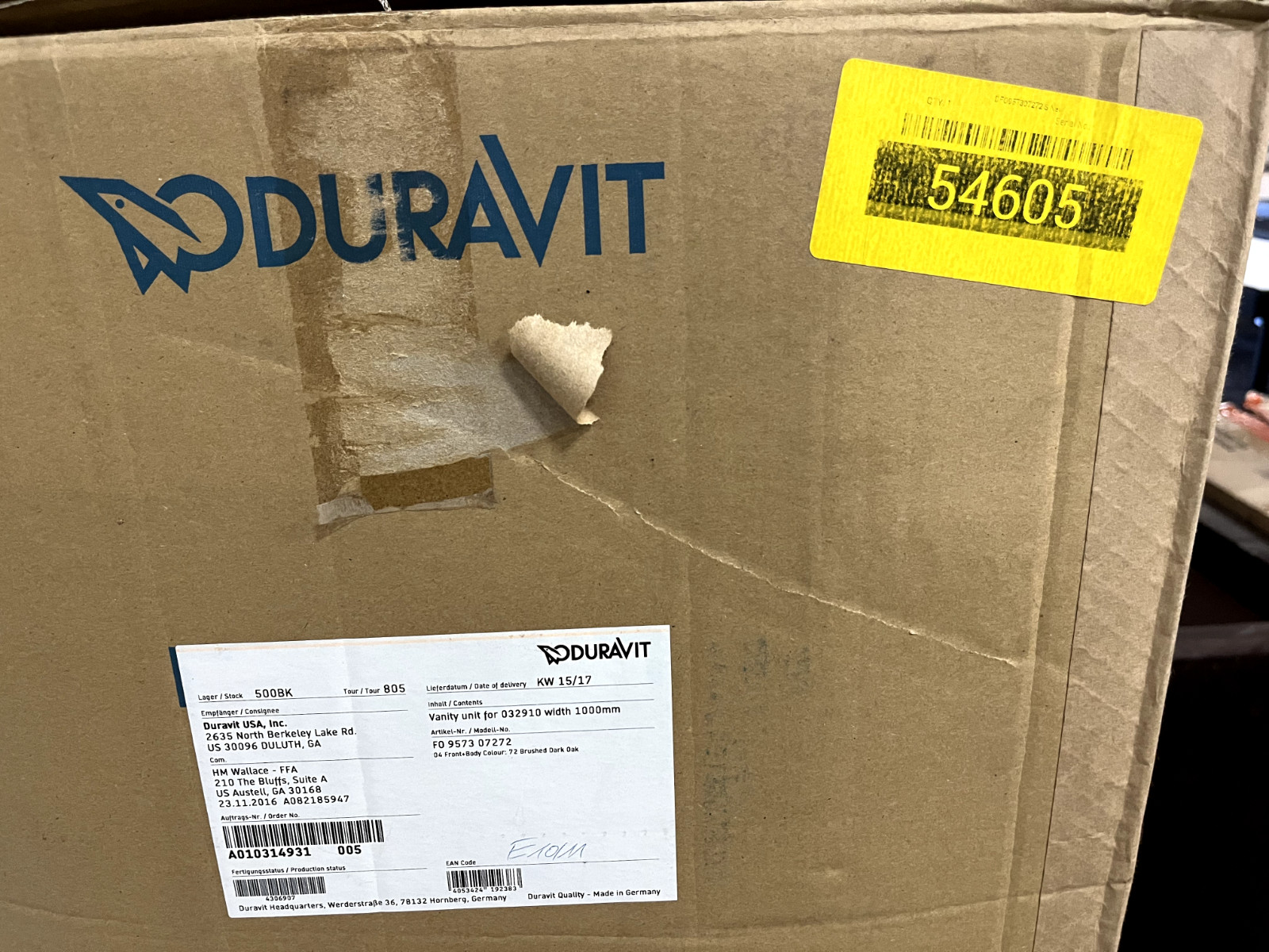 Duravit FO957307272 Fogo 39 3/8″ Wall Mount Single Bathroom Vanity #54605 L28