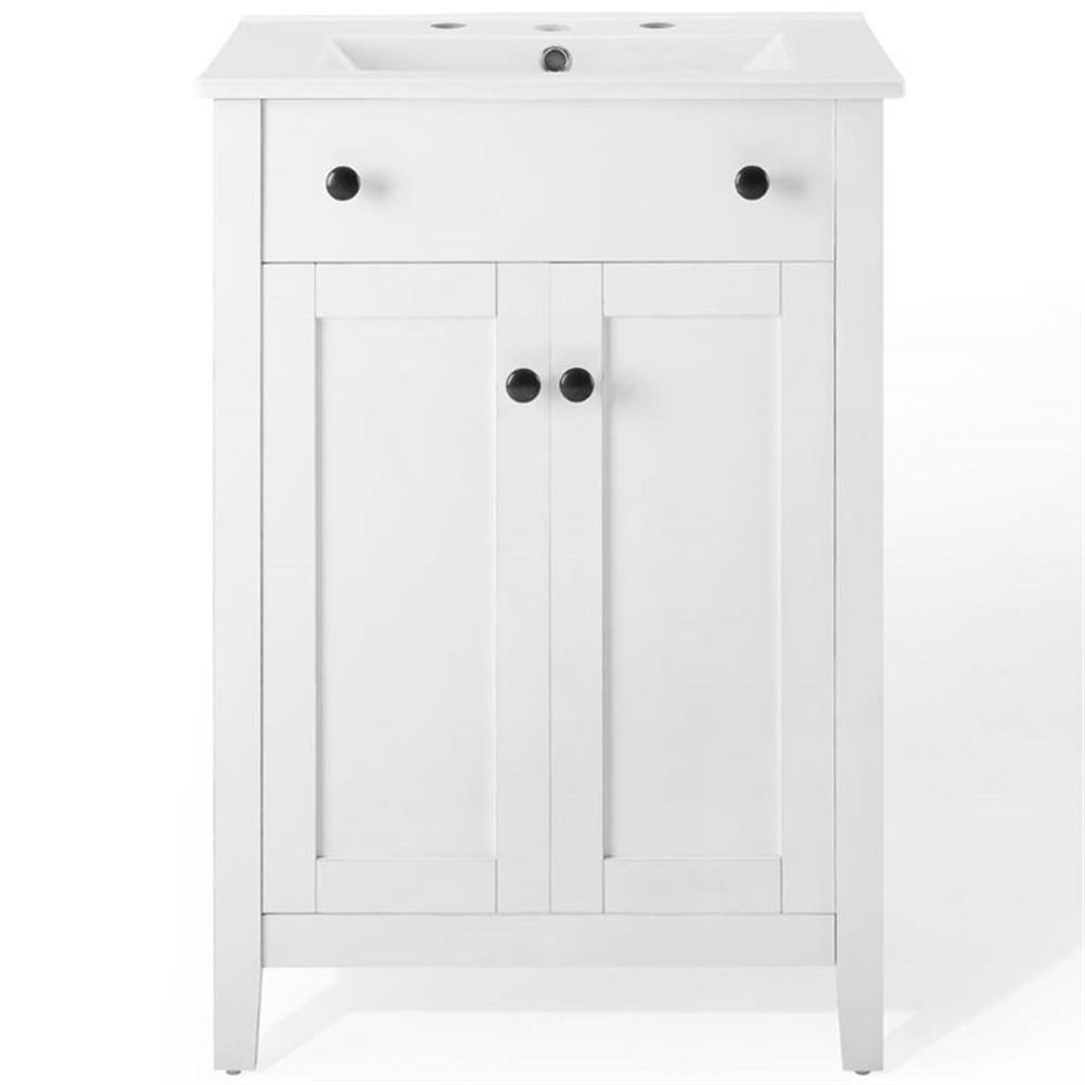 Modway Nantucket 24″ Modern Wooden Bathroom Vanity in White Finish