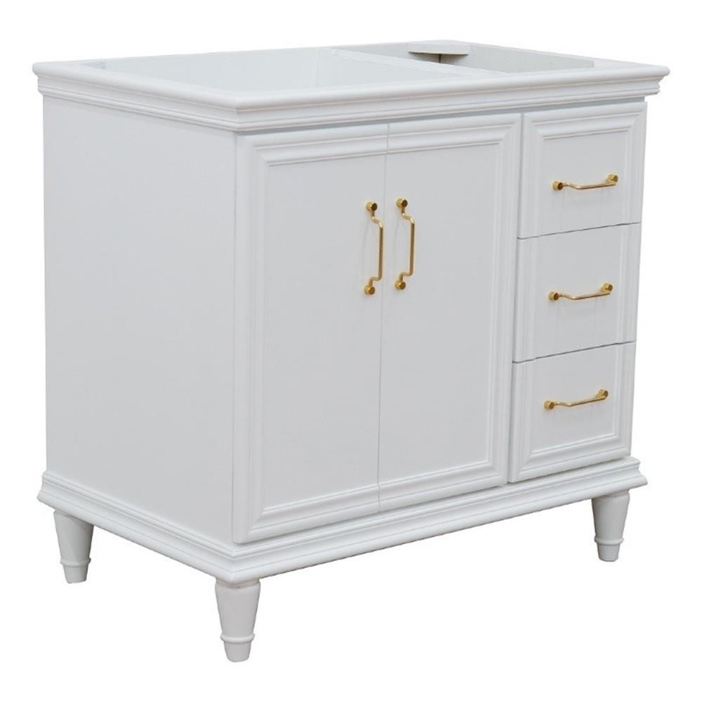 36 in. Single Wooden Vanity White Finish Left Door Cabinet Only