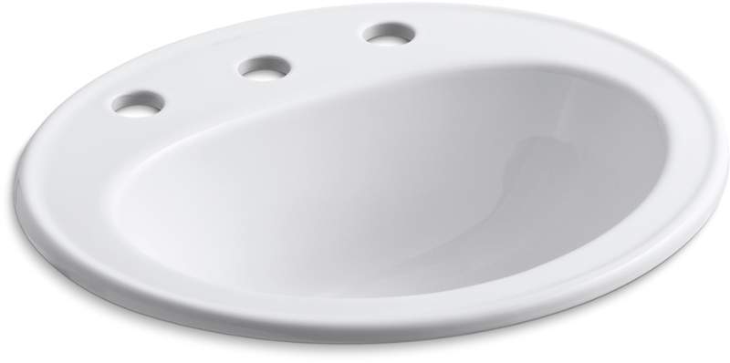 NIB Nice Kohler Pennington 2196-8-0 White 8″-Center Holes VANITY SINK