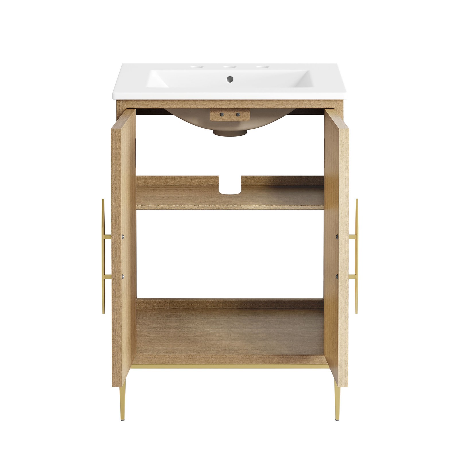 Modway Awaken 24″ Bathroom Vanity in Oak White With Ceramic Sink Basin