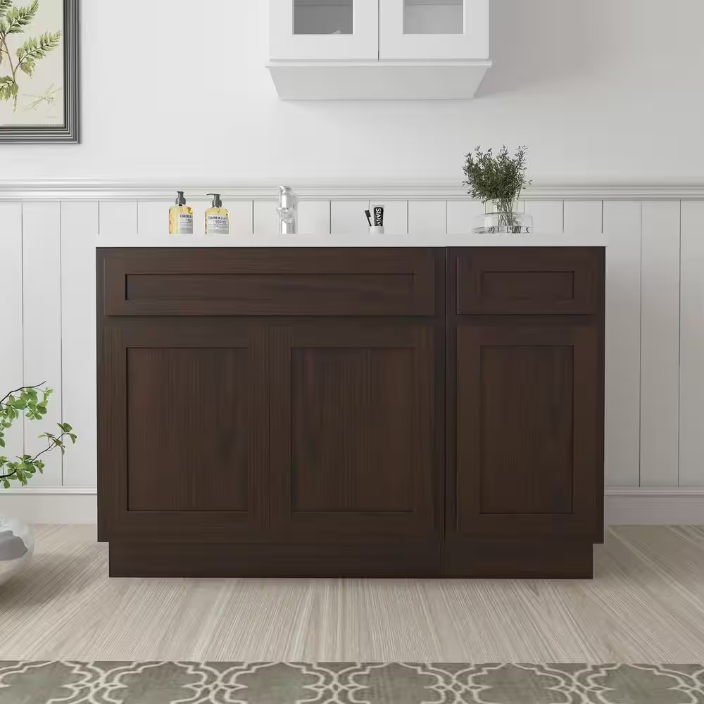 45 In. W X 21 In. D X 32.5 In. H Bath Vanity Cabinet without Top in Brown (Unass