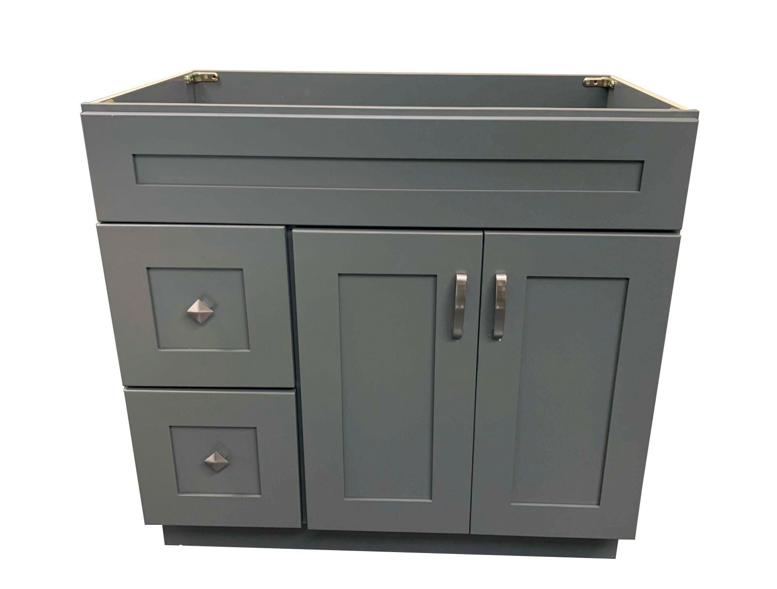 36″ Grey Shaker Single-Sink Bathroom Vanity Base Cabinet 36″ Wide x 21″ Deep