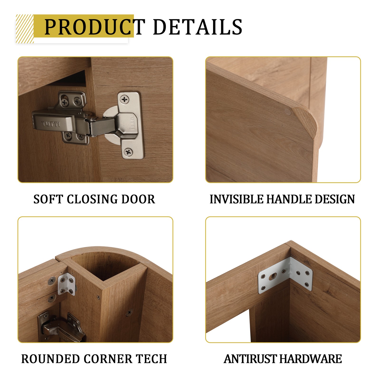 60in Plywood Wall-Mounted Bathroom Vanity with White Double Resin Sink 4 Doors